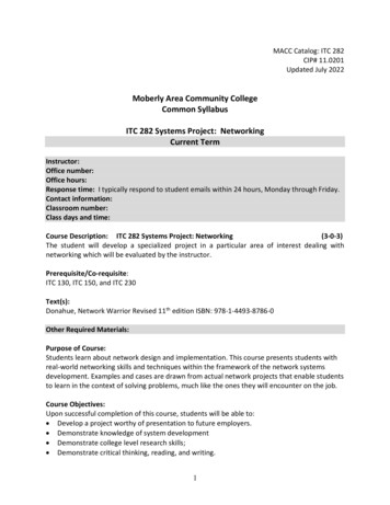 Moberly Area Community College Common Syllabus ITC 282 Systems Project .
