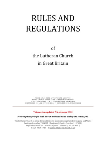 RULES AND REGULATIONS - Lutheran Church