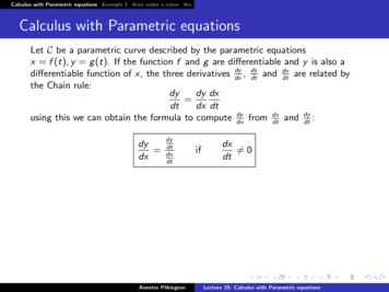 Lecture 35: Calculus With Parametric Equations