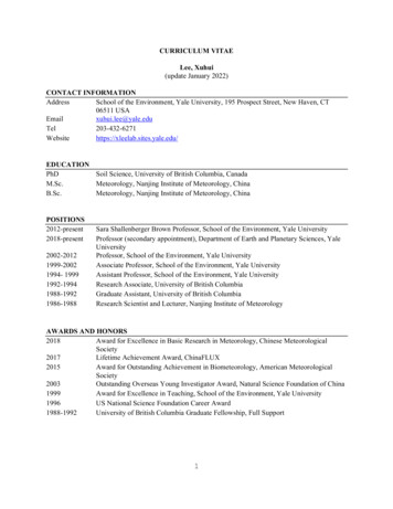 CURRICULUM VITAE Lee, Xuhui CONTACT INFORMATION - Yale School Of The .