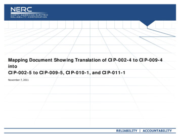 Mapping Document Showing Translation Of CIP-002-4 To CIP-009-4 Into CIP .