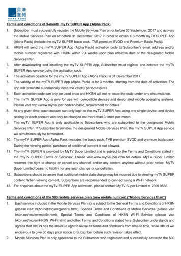 Terms And Conditions Of 3-month MyTV SUPER App (Alpha Pack)