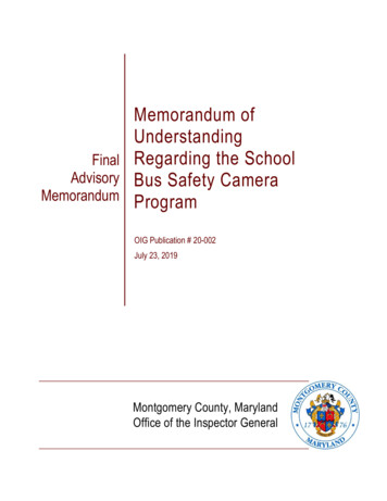MOU Regarding School Bus Safety Camera Program;