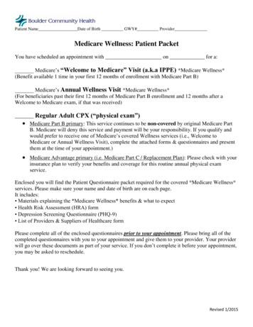 Medicare Wellness: Patient Packet - Boulder Community Health