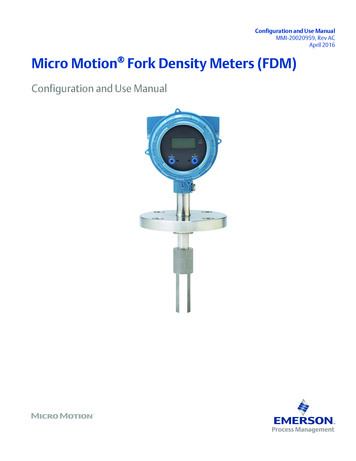 Micro Motion Fork Density Meter (FDM) Configuration And Use Manual