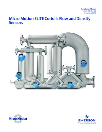 December 2010 Installation Manual Micro Motion ELITE Coriolis Flow And .