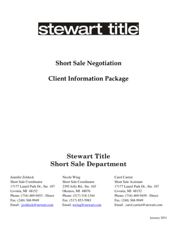 Short Sale Negotiation Client Information Package - Stewart