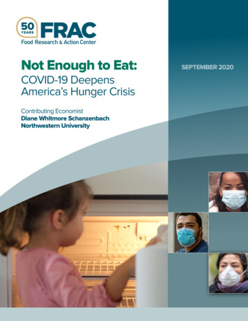Not Enough To Eat: SEPTEMBER 2020 COVID-19 Deepens America's Hunger Crisis