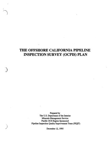 The Offshore California· Pipeline Inspection Survey (Ocpis) Plan