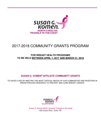 2017-2018 COMMUNITY GRANTS PROGRAM - Susan G Komen