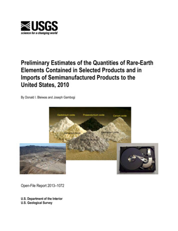 Preliminary Estimates Of The Quantities Of Rare-Earth Elements .