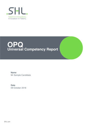 OPQ Universal Competency Report - SHL