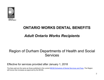 Ontario Works Dental Benefits - Adult Ontario Works Recipients - Durham