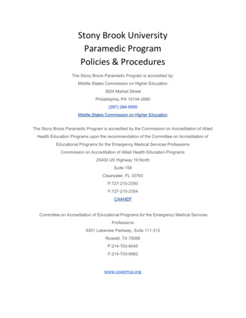 Stony Brook University Paramedic Program Policies & Procedures
