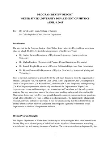 Program Review Report Weber State University Department Of Physics .