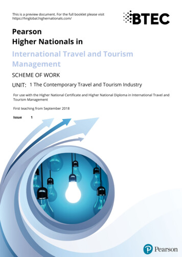 Pearson Higher Nationals In International Travel And Tourism Management
