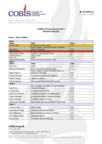 COBIS Primary Games 2017 Athletics Results - Council Of British .