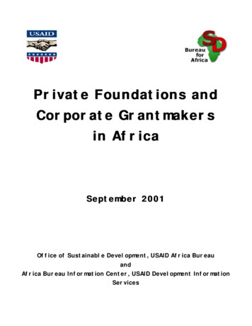 Private Foundations And Corporate Grantmakers In Africa