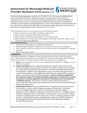 Instructions For Mississippi Medicaid Provider Disclosure (Section C 2)