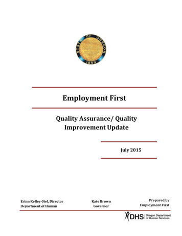 Quality Assurance/ Quality Improvement Update - Oregon