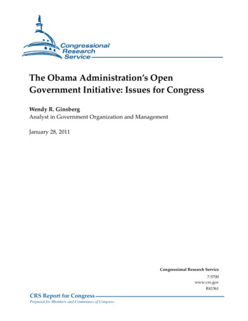 The Obama Administration's Open Government Initiative: Issues For Congress