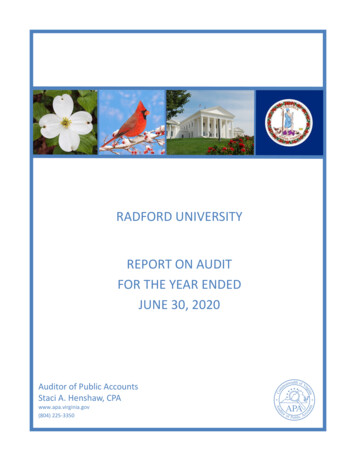 Radford University For The Year Ended June 30, 2020 - Virginia