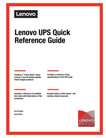 Lenovo UPS Quick Reference Guide