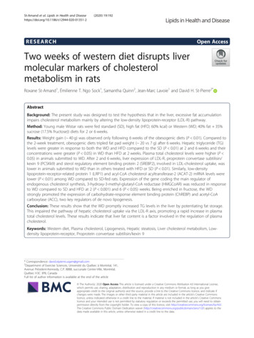 Two Weeks Of Western Diet Disrupts Liver Molecular Markers Of .