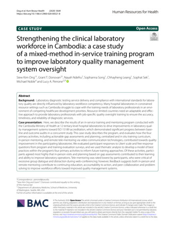 Strengthening The Clinical Laboratory Workforce In Cambodia: A Case .