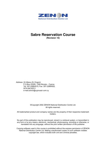 Sabre Reservation Manual - Cyraxx.de