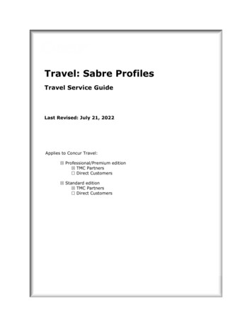 Travel: Sabre Profiles - Concur Training
