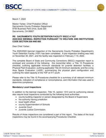 RE: SACRAMENTO YOUTH DETENTION FACILITY BSCC - Probation