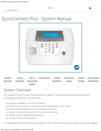 Safewatch QuickConnect Plus System Manual - ADT Inc.