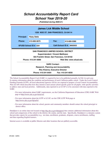 School Accountability Report Card School Year 2019-20