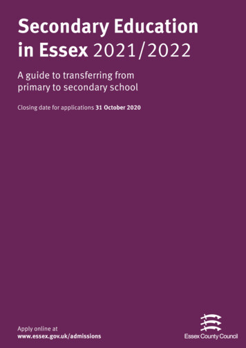 Secondary Education In Essex 2021/2022