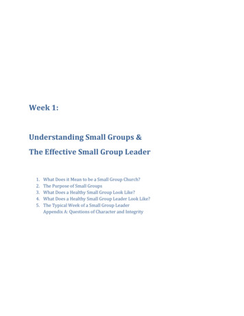 Week 1: Understanding Small Groups & The Effective Small Group Leader