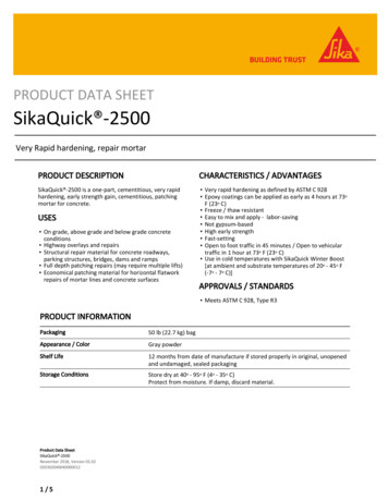 PRODUCT DATA SHEET SikaQuick -2500