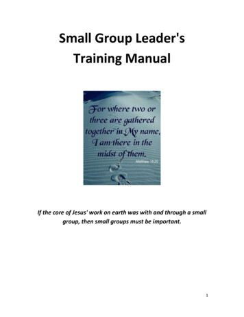 Small Group Leader's Training Manual - C2C Family