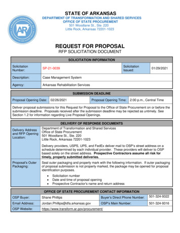 RFP SOLICITATION DOCUMENT - Arkansas Department Of Transformation And .