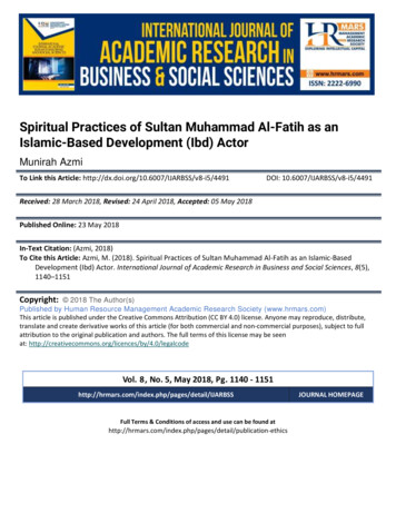 Spiritual Practices Of Sultan Muhammad Al-Fatih As An Islamic-Based .