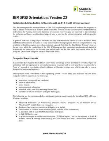 IBM SPSS Orientation: Version 23 - University Of British Columbia