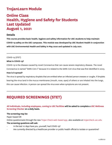 TrojanLearn Module Online Class Health, Hygiene . - Coronavirus.usc.edu
