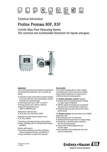 Promass 80F, 83F; Technical Information - Endress Hauser
