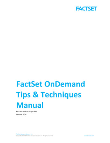 FactSet OnDemand Tips & Techniques Manual