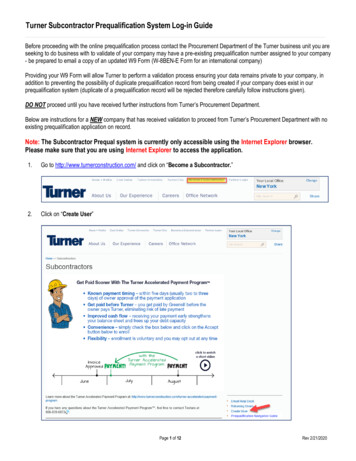 Turner Subcontractor Prequalification System Log-in Guide