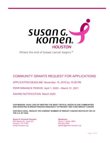 COMMUNITY GRANTS REQUEST FOR APPLICATIONS - Komen Houston