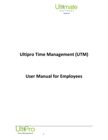 Ultipro Time Management (UTM) User Manual For Employees