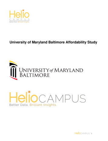 University Of Maryland Baltimore Affordability Study