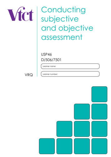 Conducting Subjective And Objective Assessment - VTCT
