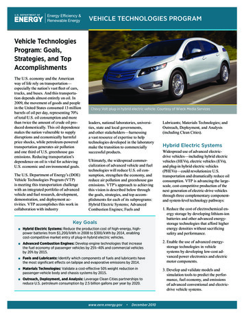 Vehicle Technologies Program: Goals, Strategies, And Top .